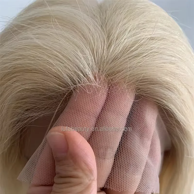 DX111 613 blonde courte perruque tresses perruques de cheveux humains pas cher tressé afro perruques de cheveux humains 360 pleine dentelle cheveux brésiliens