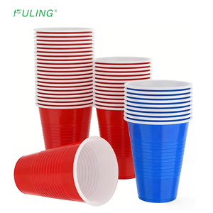 FULING Gobelets <span class=keywords><strong>en</strong></span> <span class=keywords><strong>plastique</strong></span> jetables bicolores <span class=keywords><strong>bleu</strong></span> et rouge pour jeux, bière, tennis de table, fête et balle de ping-pong - Product Image 1