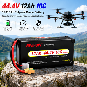 Batterie Lipo haute capacité 12S 44.4V 12Ah 12000mAh 10C pour drone de cartographie, de relevé, VTOL et pulvérisateur agricole - Product Image 1
