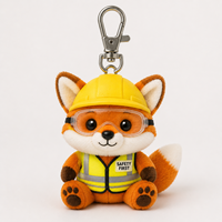 Peluche personnalisée de renard mascotte avec casque de sécurité, lunettes et gilet – Peluche de renard mascotte personnalisée pour cadeaux promotionnels d'entreprise
