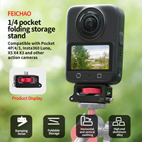Supporto Pieghevole in Alluminio per Fotocamera con Ammortizzazione, Attacco ARRI da 1/4'', Capacità 4kg, per Insta360 X6 e OSMO 360 II, per Creazione di Vlog Sportivi all'Aperto