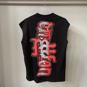 T-shirt Senza Maniche da <span class=keywords><strong>Uomo</strong></span> in Cotone 100% con Logo MIXED Emotions, Stampa Graffiti e Strass, Stile Streetwear - Product Image 2