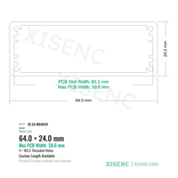 Boîtier compact en aluminium anodisé sur mesure 64*24mm pour projets de cartes de circuits imprimés IoT, coque d'extrusion anodisée