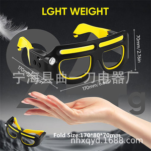 Adjustable Rechargeable Headlamp With Detachable <b>Sunglasses</b> For Night Fishing Cycling Outdoor Use 2000 Mmah <b>Led</b> Light - Product Image 2
