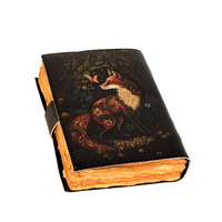Vintage Antique Fox imprimé en cuir véritable Journal rustique à la main Deckle bord papier livre d'ombres sort livre