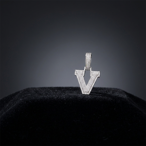 Colgante con Letra V de Moissanita, Chapado en Oro, Plata 925 Certificada, Micro Pavé, Estilo Hiphop, Unisex, para Uso Diario - Product Image 1