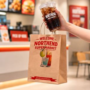 Sac en papier biodégradable et écologique pour emballage de poulet frit, nuggets, burgers et frites, taille personnalisée, pour restauration rapide - Product Image 3