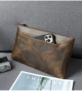 Cartera Larga <span class=keywords><strong>de</strong></span> Cuero Crazy Horse para Hombre, Monedero Retro <span class=keywords><strong>de</strong></span> Cuero Genuino Premium con Correa - Product Image 3