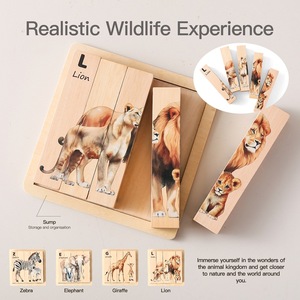 Puzzle 3D en bois pour l'éveil et l'éducation précoce, panneau d'identification des animaux pour bébés, planche à saisir pour la reconnaissance des animaux, en bois - Product Image 5