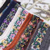 Vintage japonais mi-mollet Jacquard Pile chaussettes pour femmes Floral Long Crew chaussettes automne hiver chaussettes ethniques