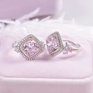 2023 Jewelry R006 INS Style Popular Romantic Occasion Jewelry Finger Pink Zirconia Ring Silver Engagement Wedding Rings