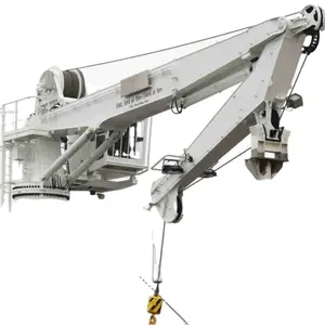 Marina folding arm jib crane telescopic boom boat crane hydraulic knuckle boom crane used for ship