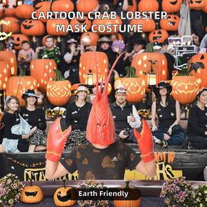 Máscara de Cangrejo y Langosta de Dibujos Animados <span class=keywords><strong>Cyou</strong></span>, Guantes de Látex, Disfraz Ecológico de Cara Completa para Halloween, Cosplay, Cómic, Carnaval, Fantasía - Product Image 2
