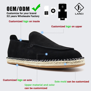 Fabricant de chaussures chinoises LANCI, espadrilles en daim, mocassins, espadrilles personnalisées, chaussures plates en jute, chaussures pour hommes, mocassins - Product Image 1