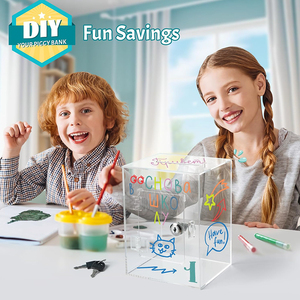 लॉक के साथ स्पष्ट ऐक्रेलिक पिगी बैंक को कबूतर बैंक के वयस्क बच्चों की घरेलू क्षमता मनी बॉक्स धन दान बॉक्स - Product Image 5