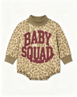 Combinaison Bébé Personnalisée en Gros, Motif Camouflage Léopard, Col Montant, Sweat-shirt, Body