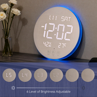 Horloge murale numérique à affichage LED grand format avec télécommande, affichage de la température, de la date et de l'heure, alarme électronique, écran intelligent RGB