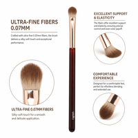 Pinceau à paupières en fibres de qualité supérieure de 0,07 mm avec manche en bois et virole en aluminium renforcé