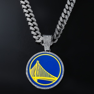 Collar con Colgante de los Golden State Warriors, Collar de Moda con Logotipo de Baloncesto y <span class=keywords><strong>Cadena</strong></span> Cubana de 20 Pulgadas - Product Image 2
