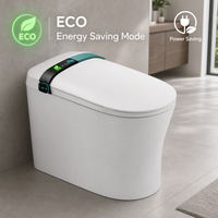 Inodoro inteligente de pie de cerámica con sifón alargado, boquilla de autolimpieza automática, sensor de pie, descarga sifónica y dispensador de espuma