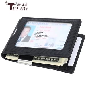 Tiding Trendy Cow Carbon Fiber Card Holder Metal <b>Wallet</b> Genuine Leather Business Card Sleeve For Men - Product Image 1