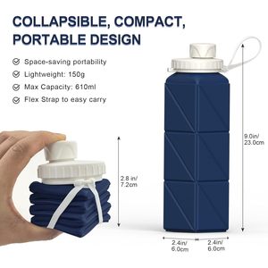 Bottiglia d'acqua pieghevole in Silicone leggero Premium 20.6oz portatile da viaggio riutilizzabile a tenuta stagna e pieghevole - Product Image 6