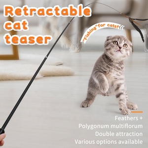 Baguette rétractable pour chat avec logo personnalisé <span class=keywords><strong>en</strong></span> gros d'usine Jouet de pêche Bâton teaser <span class=keywords><strong>en</strong></span> <span class=keywords><strong>papier</strong></span> bois plume - Product Image 6