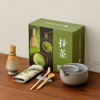 Ensemble de bols à matcha en céramique Astief Professional, fouet à matcha en bambou personnalisé, kit de tamis à matcha en poterie brute avec boîte cadeau