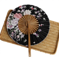 Éventail pliant chinois traditionnel oriental rond à imprimé floral, décoration murale pour la maison