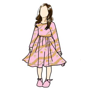 FM OEM/ODM Robe longue à manches longues pour bébé et tout-petit, style anglais, imprimé floral, 95% coton, collection automne, vente en gros - Product Image 6