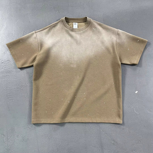 Cotton Spandex Blank T-shirt Ink Splatter Spray Dyeing Oversized Washede Vintage Short Sleeve Trendy Men's Top <b>Tshirt</b> For Men - Product Image 3
