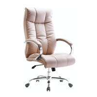 Chaise de bureau de direction en cuir véritable moderne avec hauteur réglable et roulettes