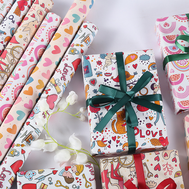 Wrapping Paper Holiday Printed Gift Wrap Valentine's Day New Year Wrapping Paper Wholesale Silk Paper