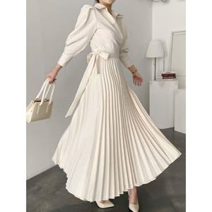 Vestido Maxi de Lino Tartán Bohemio Personalizado de Alta Calidad para Mujer, Informal, Moderno, con Estampado Sólido, Cintura Elástica, Tejido para Uso Diario - Product Image 2