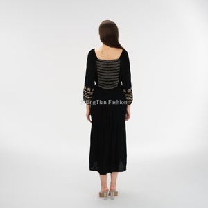 Vestidos Casuales Florales para Mujer, Nuevo Vestido Largo Formal Bordado de Moda, 100% Algodón Tejido Ecológico OEM Smoking - Product Image 3