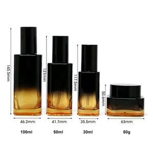 Emballage cosmétique en verre personnalisé, flacons de lotion et de sérum de 30 ml, 50 ml, 100 ml avec pompe, ensemble assorti de pots à crème - Product Image 2