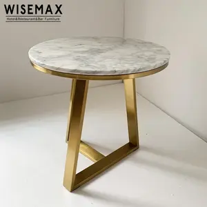 עיצוב תעשייתי מודרני זול קטן זהב ספה צד שולחן עגול השיש קפה שולחן לסלון