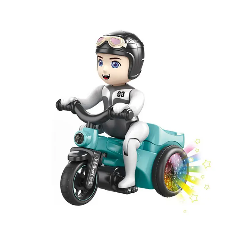 Wholesale children plastic toy vehicles car model electric stunt tricycle toy for kids