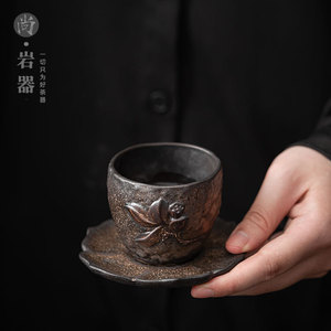 Ceramic Handmade Teacup With Saucer Traditional Chinese Style Round Pottery Master Cup For Kung Fu Tea <b>Set</b> Dehua County - Product Image 1