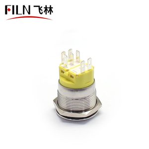 FILN impermeável 110v travamento momentâneo 7 pinos botão interruptor vermelho azul verde amarelo branco interruptor de botão de aço inoxidável - Product Image 5