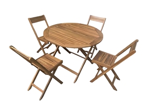 Juego de mesa de comedor de madera maciza duradera para todo tipo de clima, 4 sillas acolchadas, muebles de Patio plegables para exteriores fáciles de limpiar para Park Hotel - Product Image 2