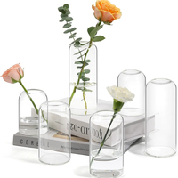 Vase à fleurs en verre cylindrique de design moderne, vente en gros, et porte-bougie multiple, article de décoration pour la maison, pour la décoration de mariage