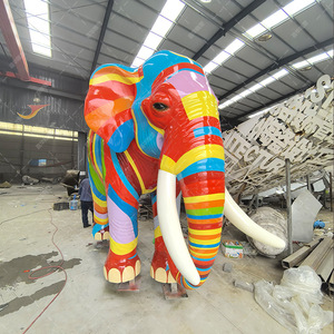Painted <b>Elephant</b> Stainless Steel Outdoor Floor Mount Animal Sculpture Handmade Figure <b>Decoration</b> - Product Image 1