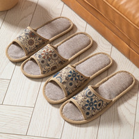 StepGrace été Style chinois bambou rotin paille tapis lin pantoufles pour hommes et femmes intérieur antidérapant sandales maison chaussures