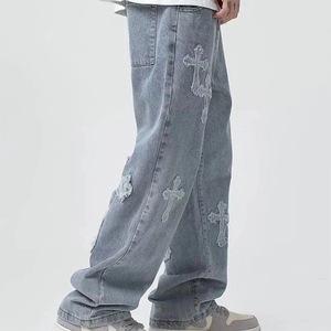 <span class=keywords><strong>Jeans</strong></span> <span class=keywords><strong>Boyfriend</strong></span> Hip Hop pantaloni larghi in Denim a gamba larga ricamati <span class=keywords><strong>Jeans</strong></span> High Street da <span class=keywords><strong>uomo</strong></span> - Product Image 4