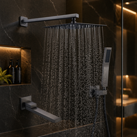 Ensemble de douche thermostatique encastré mural en laiton et acier inoxydable à 3 poignées avec jets de pluie et de massage pour hôtels et maisons