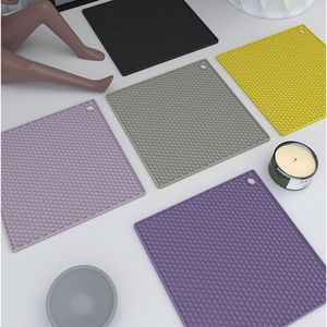 Silicone Kitchen Dish Mat Rectangle Heat Resistant Non Slip Household Pad Solid Color Design - Product Image 1
