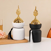 Brûleur d'encens en céramique blanche avec pompon, brûleur d'encens traditionnel, style chinois et arabe, objet décoratif pour la maison, culture artistique