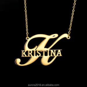 Custom And Stainless Steel Necklaces Laser Cut Jewelry 18k Gold Plated Design Your Own Name Necklace For Women