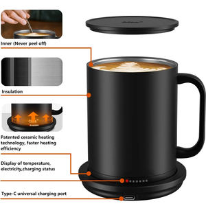 Coussin chauffant électrique thermostatique, tasses à café et thé en céramique, chargement Usb, tasse chauffante intelligente, porcelaine personnalisée, acier inoxydable, <span class=keywords><strong>2023</strong></span> - Product Image 4